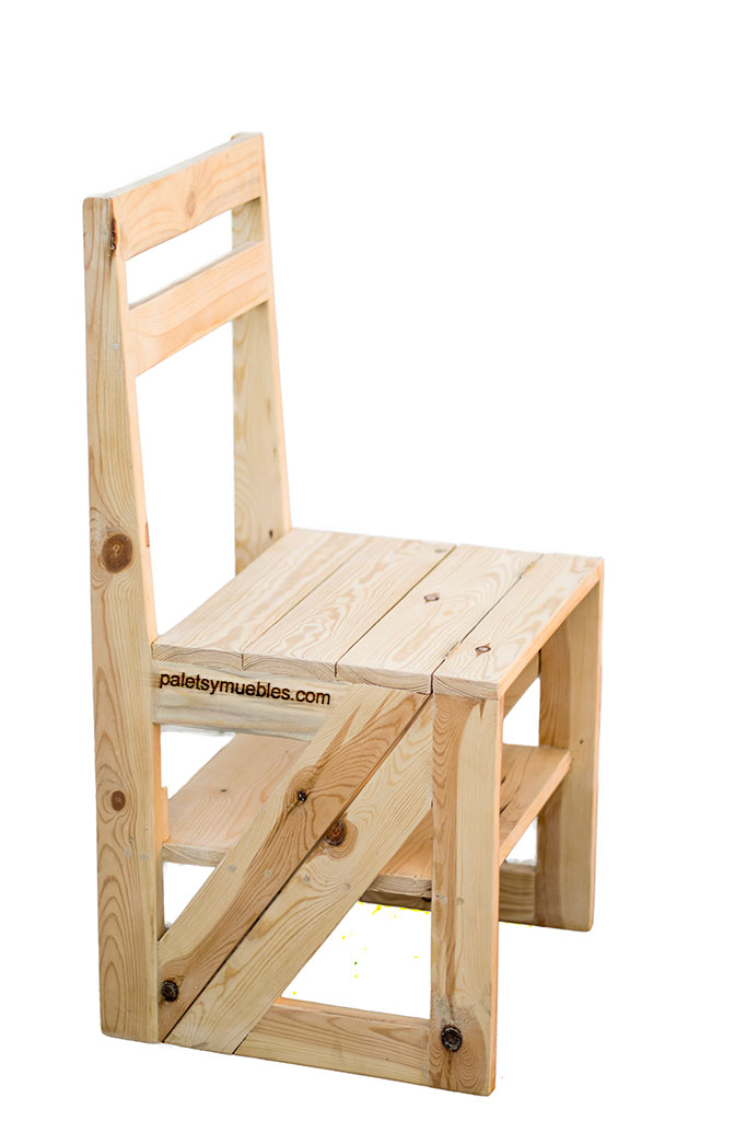 Como hacer una SILLA ESCALERA de madera paso a paso -   Hacer  escalera de madera, Estantes de paletas de madera, Bancos plegables de  madera
